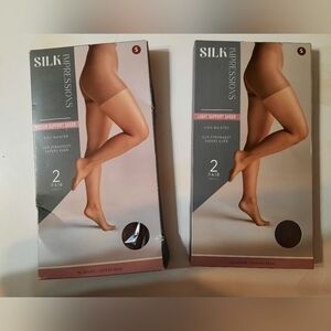 Impressions Silk Pantyhose 2 Pair Coffee Bean, Two Med Support,Light Support